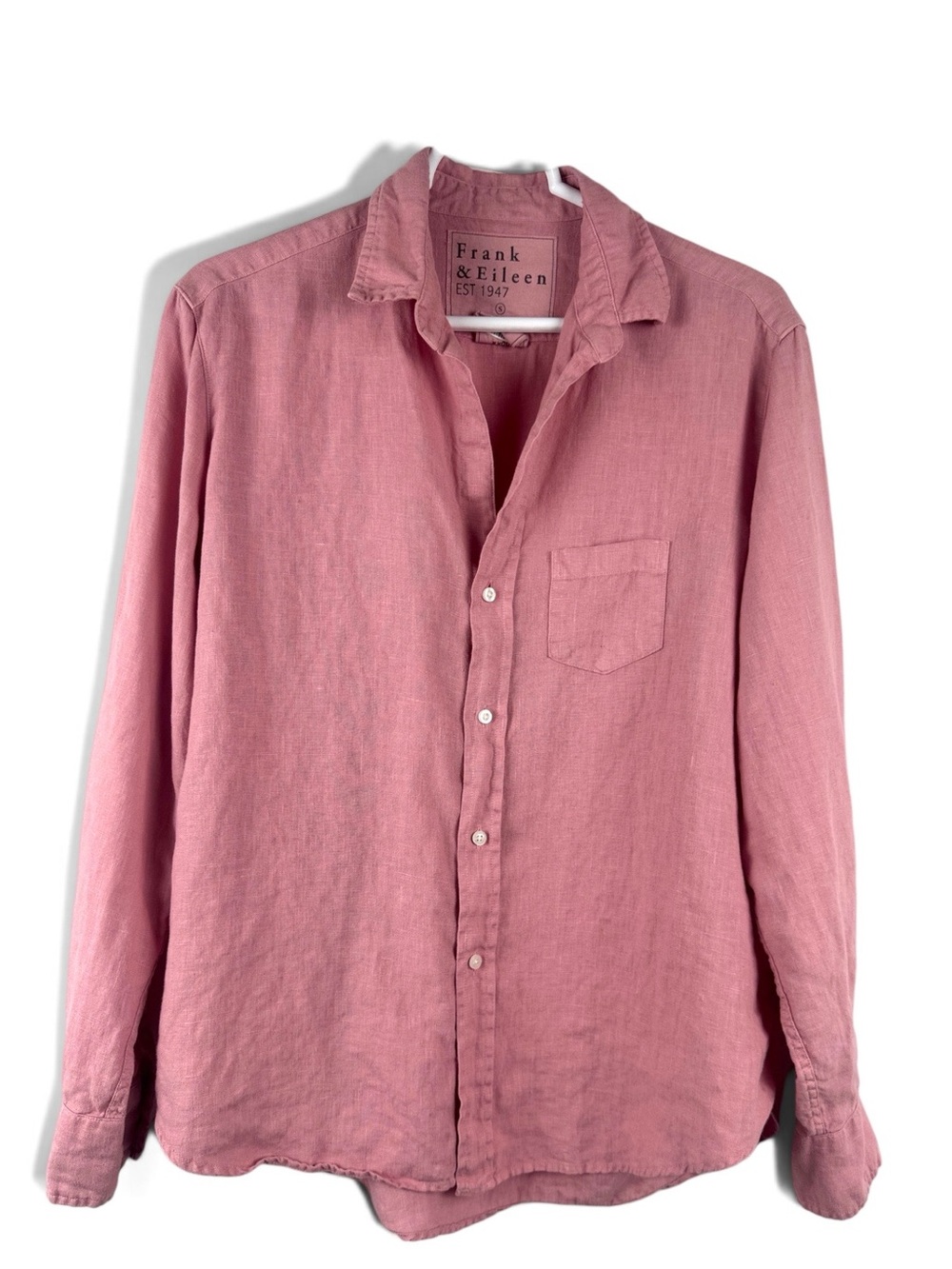 Frank & Eileen Relaxed Button-Down Eileen 100% Linen Shirt Coral Pink Size S